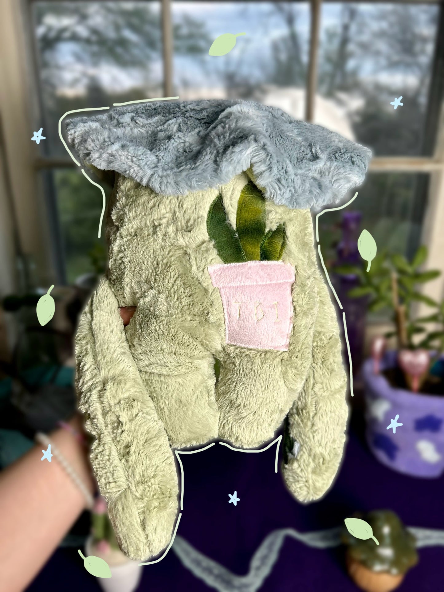 OOAK Handmade Weighted Mushroom and Plant Plushie Duo - Florian & Sprout