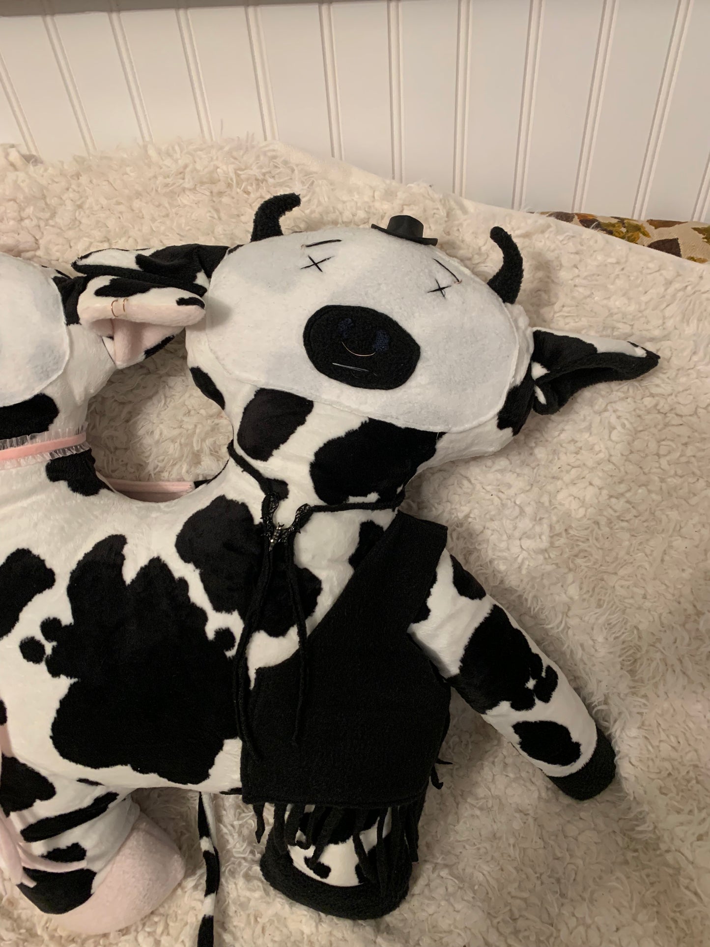 OOAK Handmade Two-Headed Cow Plush - Oat Lee