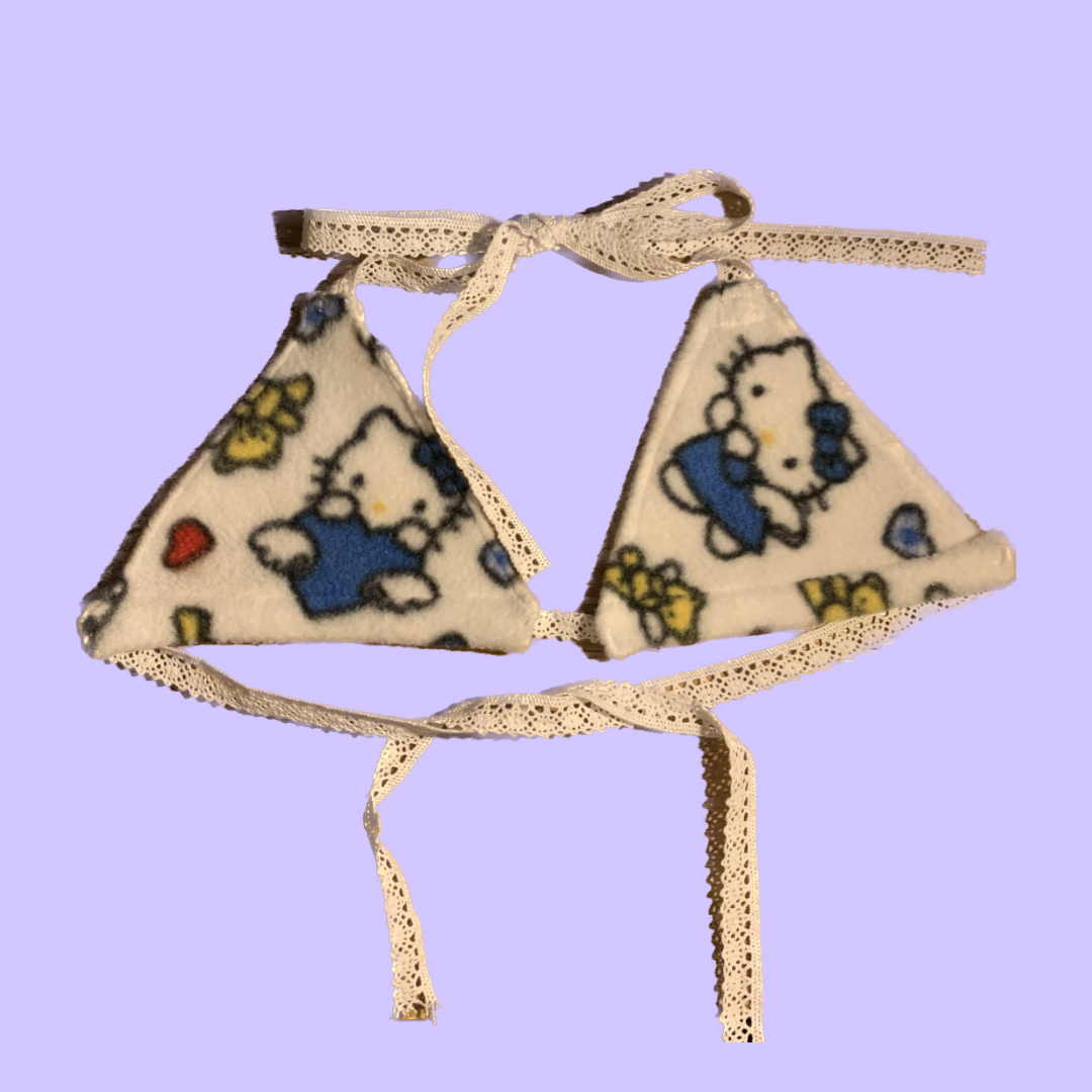 Handmade Fleece Hello Kitty Bralette